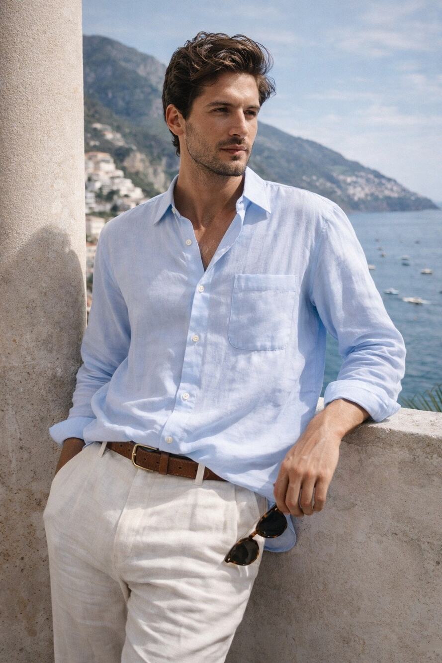 Ermenegildo Zegna Men’s Aerated Cotton Double Voile Button Down Shirt Blue XL